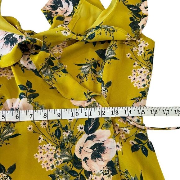 June & Hudson  Yellow Floral Midi Ruffle Wrap Summer Dress, Medium - Picture 10 of 12